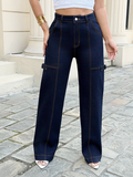 Vintage high waist straight leg jeans for women – front view of loose fit casual denim pants on model